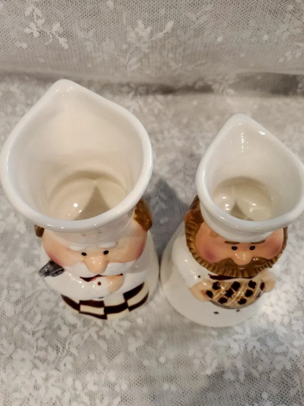 L@@K Novelty Pair of CHEFS Ceramic Deco Kitchen Measuring Cups ~ CUTE!